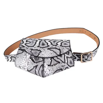 

Women bag Ladies Fashion Waist Belt Bag Mini Waist Bag Small Shoulder Bags Snake White