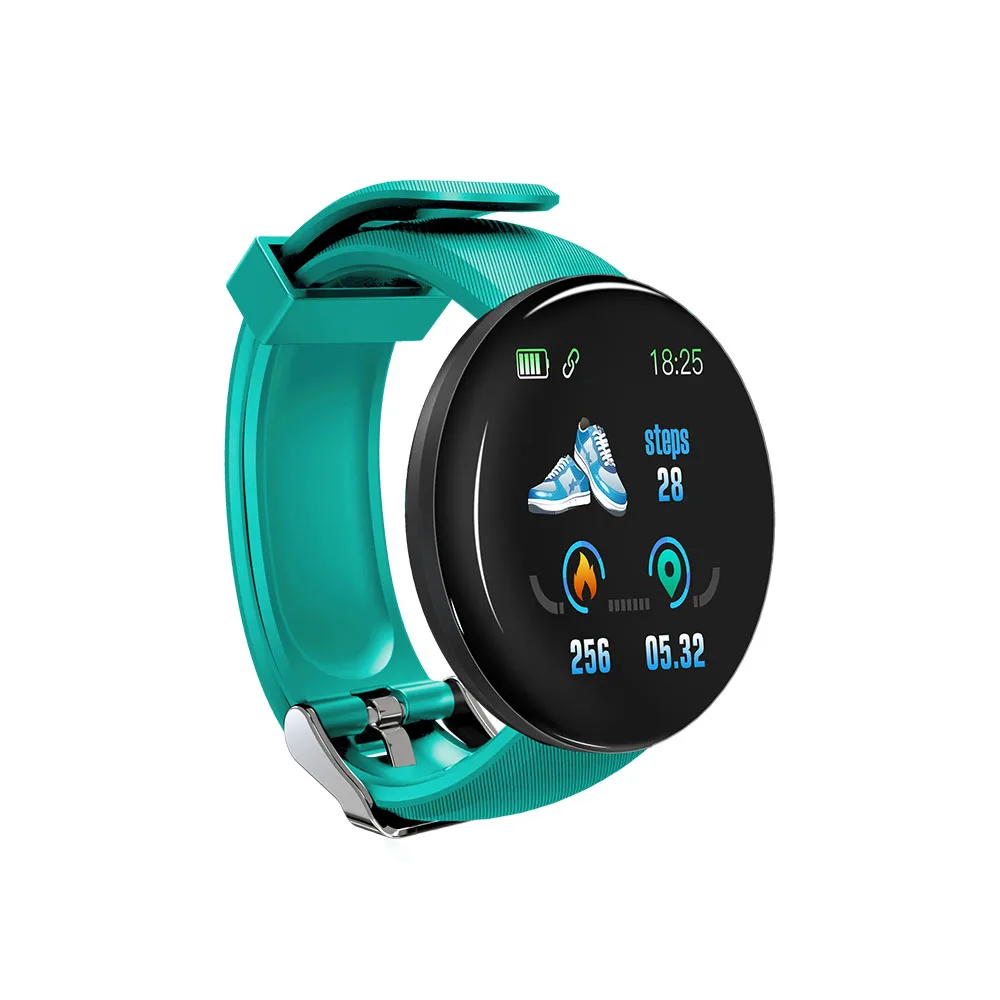 Новые D18 Смарт-часы для мужчин и женщин Монитор артериального давления умные часы водонепроницаемые спортивные Смарт-часы фитнес-трекер для Android Ios - Цвет: Зеленый