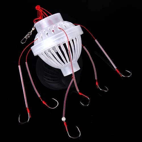 

Fishing Lure Cage With 6 Line Hooks Fish Bait Feeder Basket Holder Fishing Accessories Fishing Tackle Sea Fishing Box
