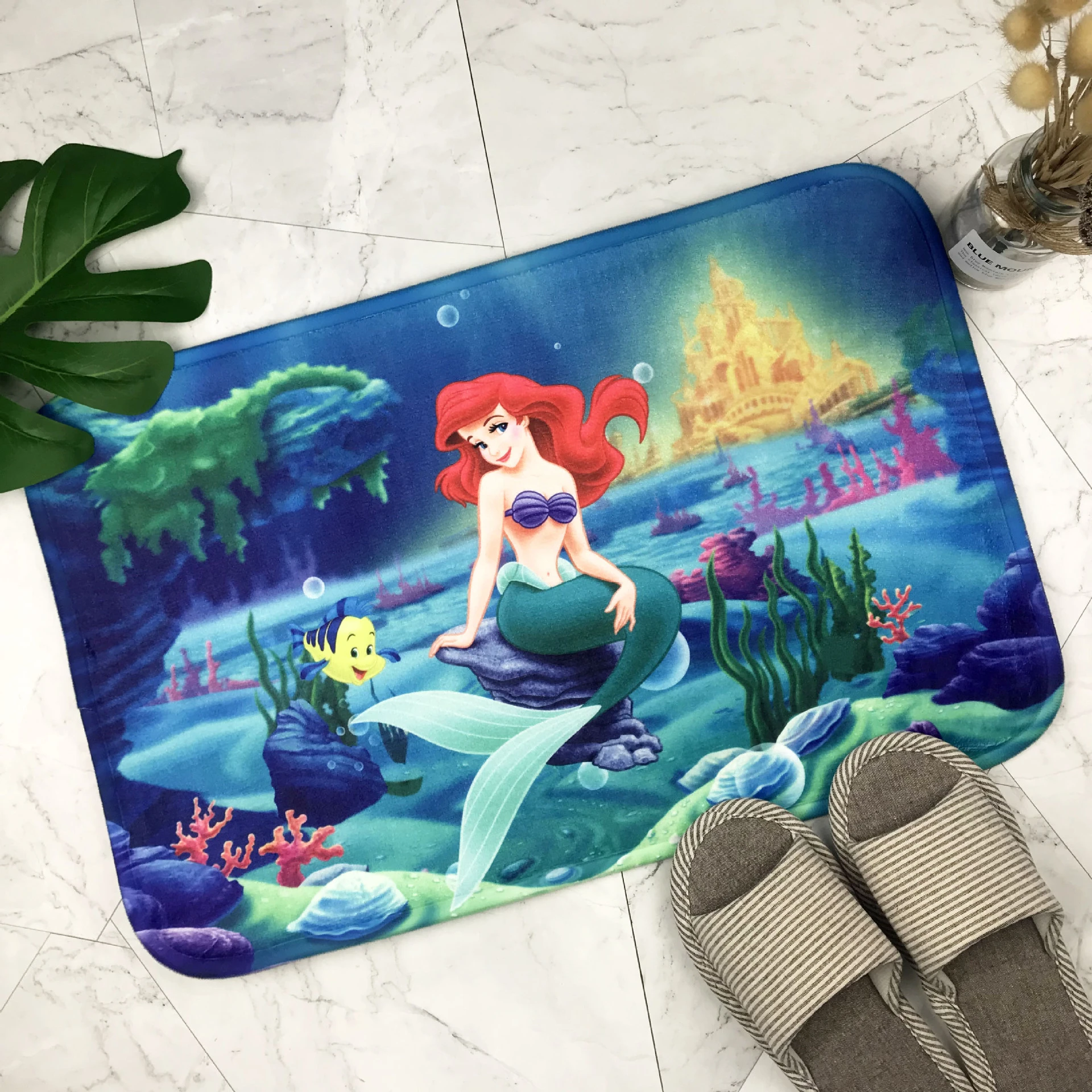 Flannel Bath Mat Toilet Carpet Door Mat The Little Mermaid Bathroom Rug Kitchen Carpets Bedroom Floor Absorbent Outdoor Doormat Mat Aliexpress