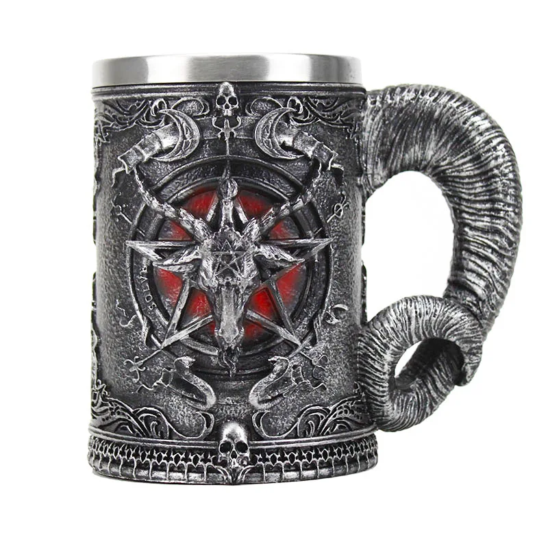 1 Baphomet пентаграмма и рога бокал для вина готическое, Викка языческая мистическая кружка для кофе пивные кружки 600 мл 200 мл мистический Wicca веер подарок - Цвет: 1