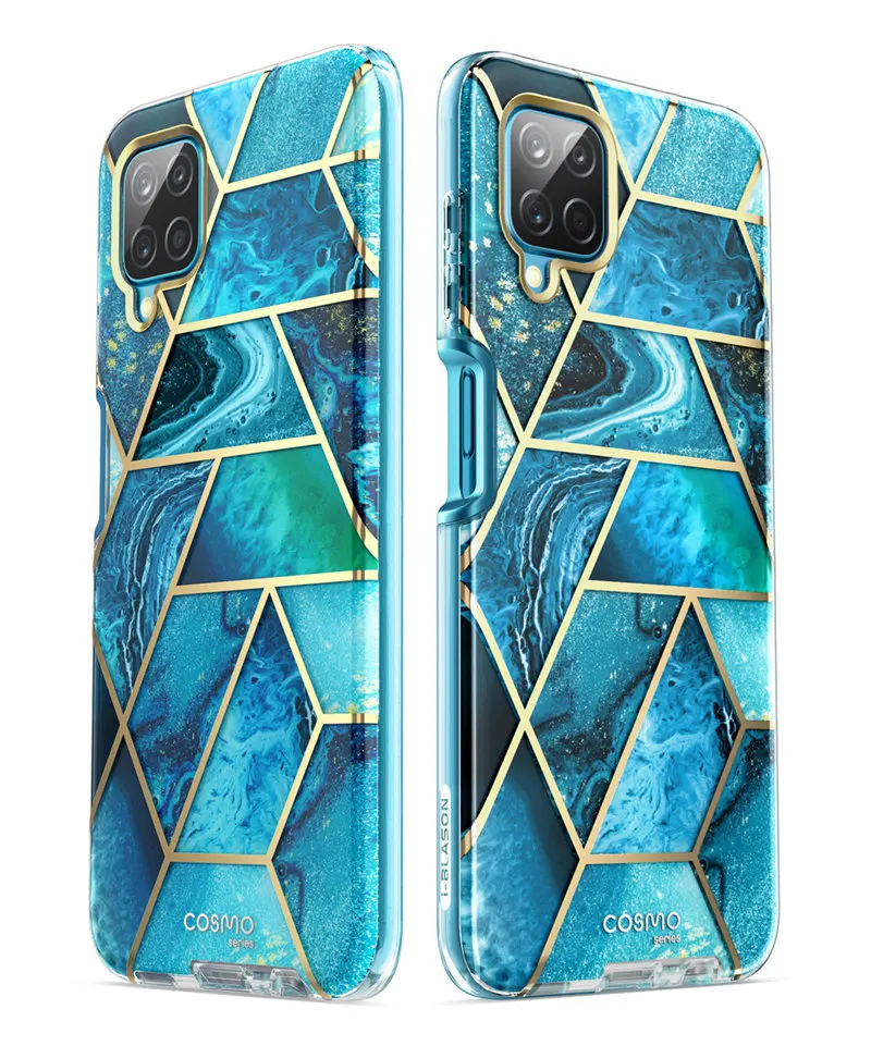 For Samsung Galaxy A12 Case (2020 Release) I-BLASON Cosmo Full-Body Marble Case Rugged Cover WITH Built-in Screen Protector