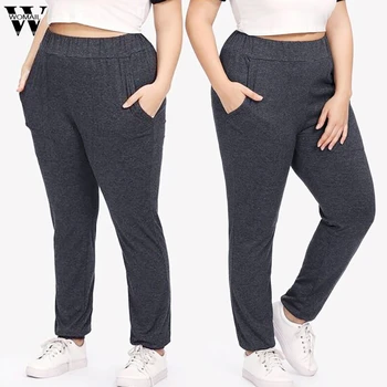 

Womail Women Pants capris Sport High Waist Wide Leg Pants Pocket Casual long Pants Plus Size Loose 5XL Leggings Pants Korean 81