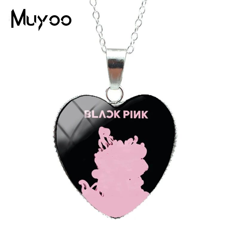 7 Новая мода Корея Поп BLACKPINK группа сердце бижутерия со стеклянными кабошонами ожерелье ручной работы Сердце Подвески Подарки для поклонников HZ3 - Окраска металла: 7