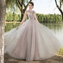 Серебристые платья для выпускного вечера, дешево, прозрачные вечерние платья с вырезом, украшенные кристаллами и бисером, тюлевые блестящие платья с открытой спиной, Robe De Soiree