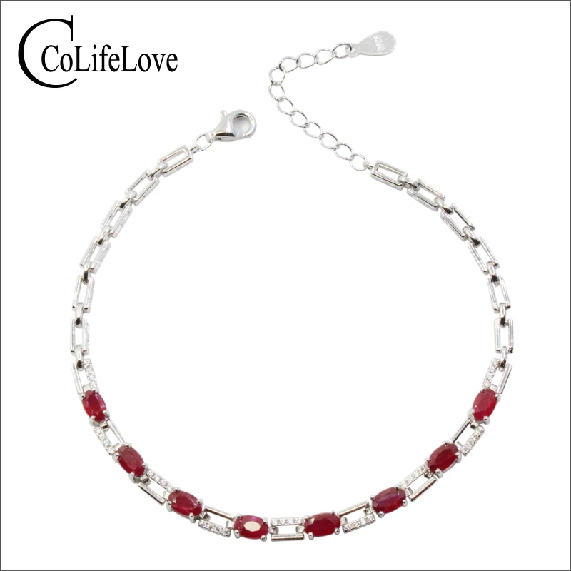 100% real natural blood red ruby bracelet birthday gift for woman 8 pcs silver 925 | Украшения и аксессуары