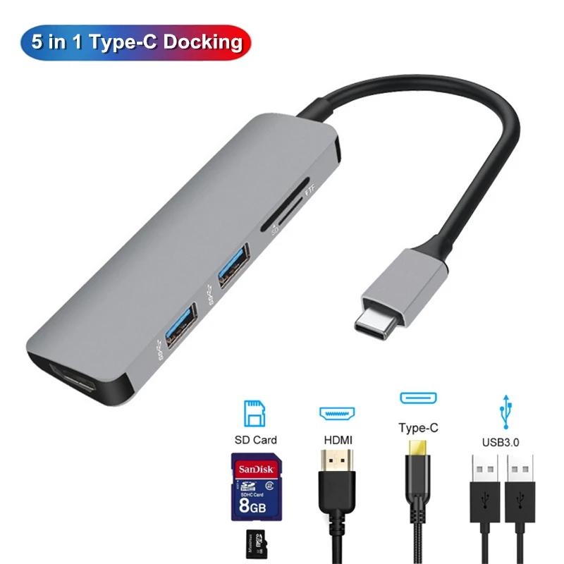 5 в 1 док станция USB 3 0 HDMI Ethernet для MacBook Pro iMac Lenovo Type C функции соединения разъемов