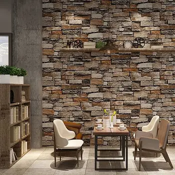 

3D 3D Rustic Brick Wallpaper Stereoscopic Modern Design Roll Pearly Rustic Forest Woods Bedroom Living Room Wall Paper Home 10 x