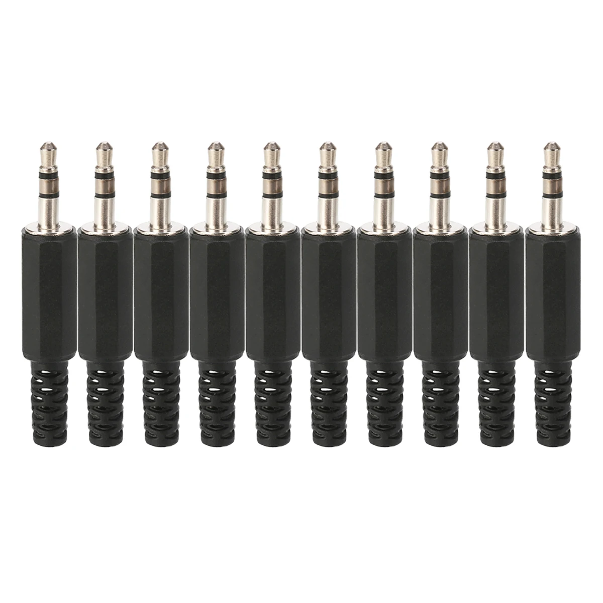 

10pcs 3.5mm Audio Jack Plug Black Plastic Microphone Plug Adapter 1.8 Inch Stereo Headphone Jack Connector