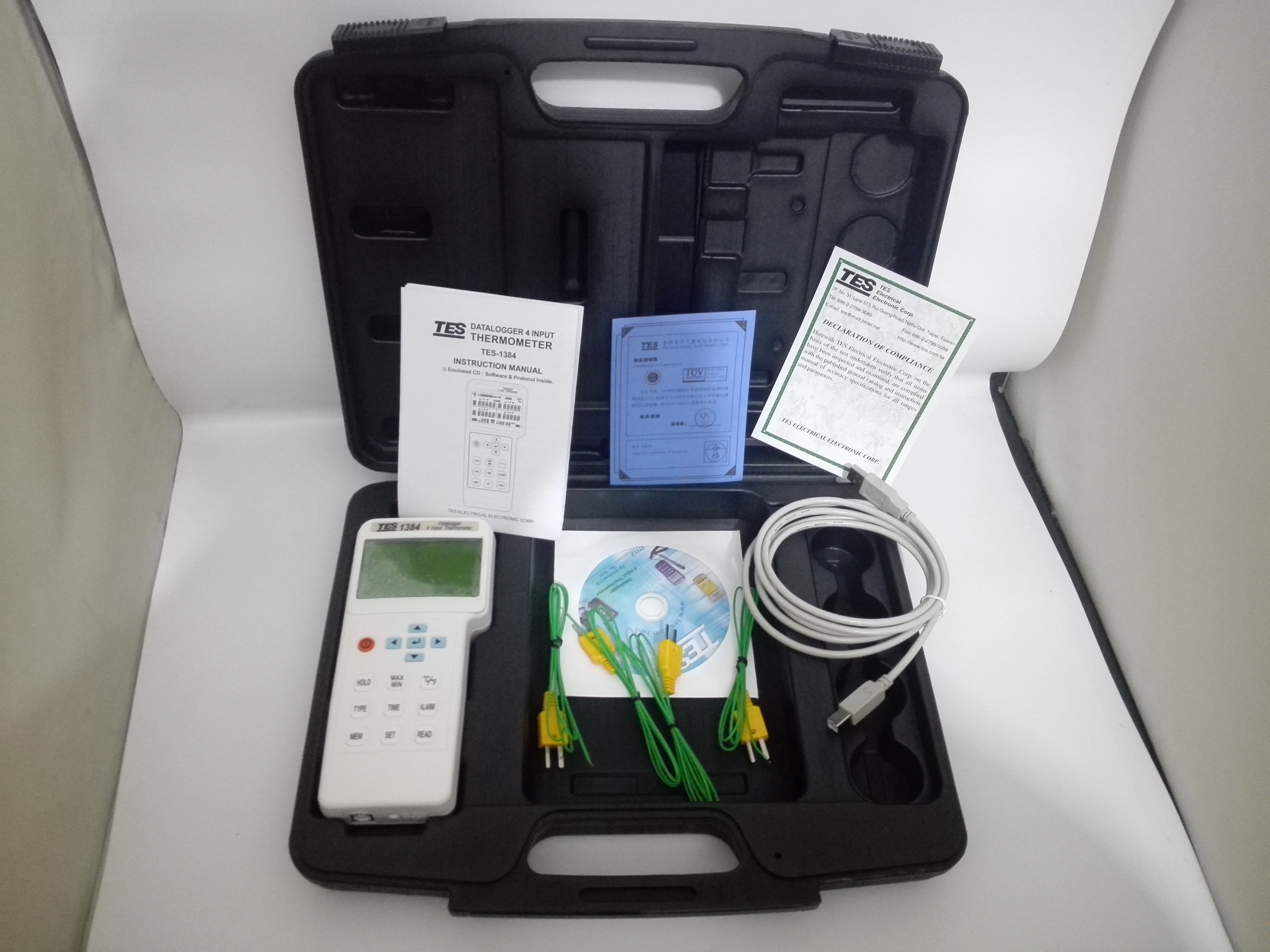 TES-1384 4 Input Thermometer Datalogger Temperature Meter Tester TES1384 TES-1384 4 Input Thermometer Datalogger Temperature Meter Tester TES1384