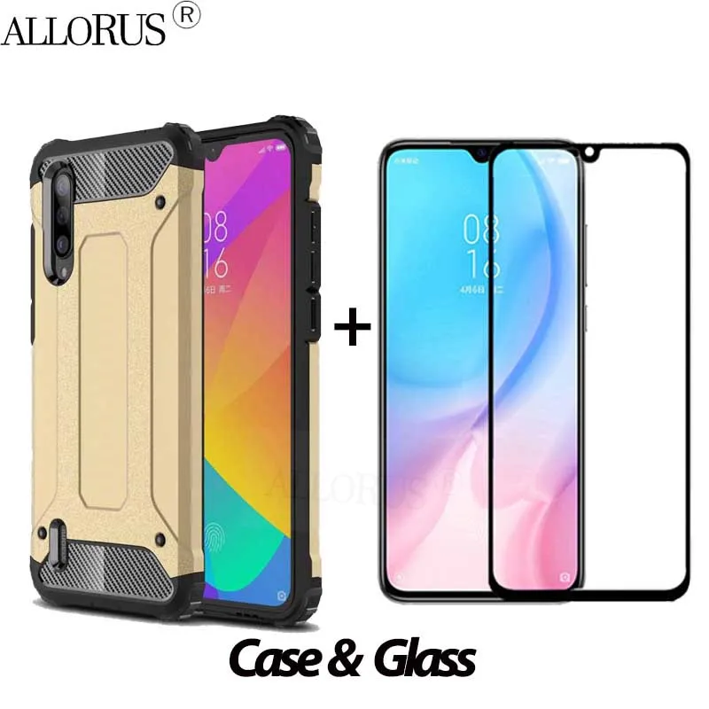 Gold Case and Glass xiaomi mi a3 чехол Роскошный противоударный чехол на кольцом ми a3 Xiaomi Mi A3 cc9e xiaomi силиконовый бампер на MiA3 Mi A3 стекло+ чехол на сяоми ми а3 телефона xiaomi mi a3 чехол - Цвет: Gold Case and Glass