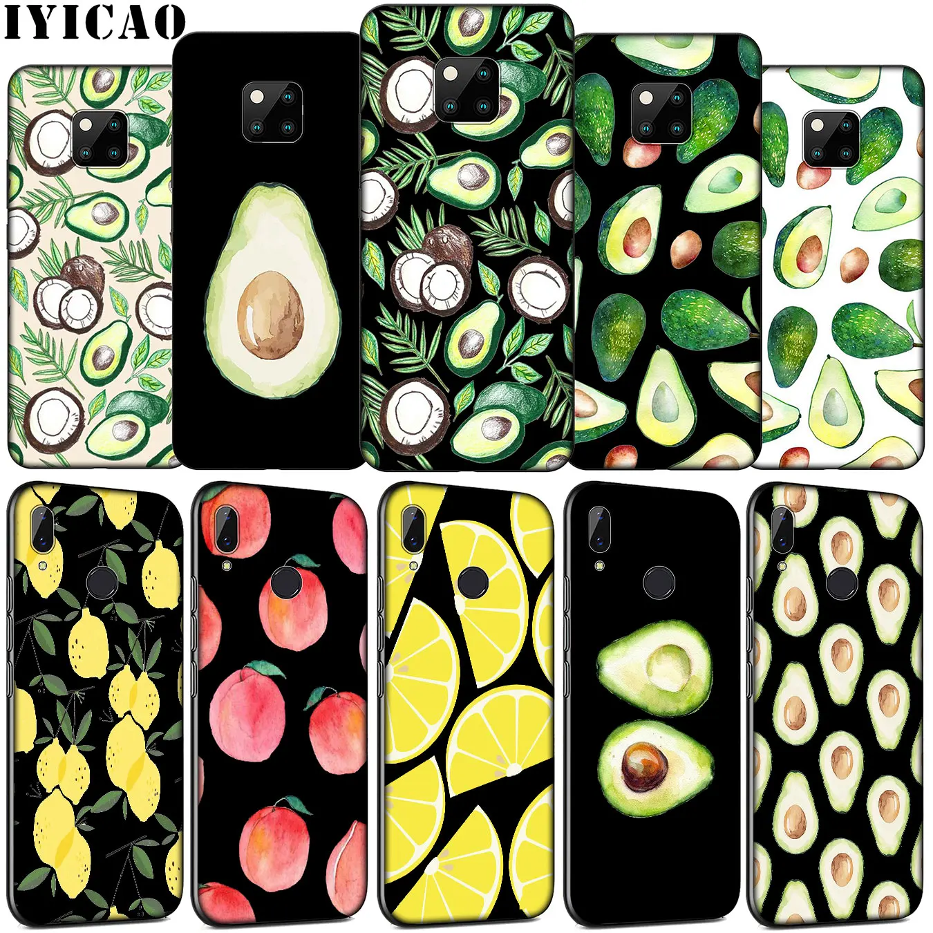 avocado Fruits Peach Soft Silicone Phone Case for Huawei Mate 30 20 10 Pro Nova 5i 4 3 3i 2i 2 Lite TPU Black Cover | Мобильные