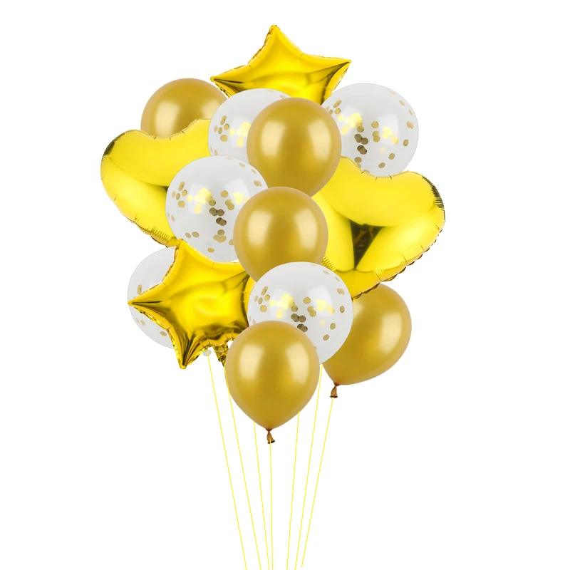 14 шт. мульти розовое золото воздушный шар "Конфетти" с днем рождения шарики свадебные украшения мальчик девочка душ вечерние принадлежности - Цвет: Многоцветный