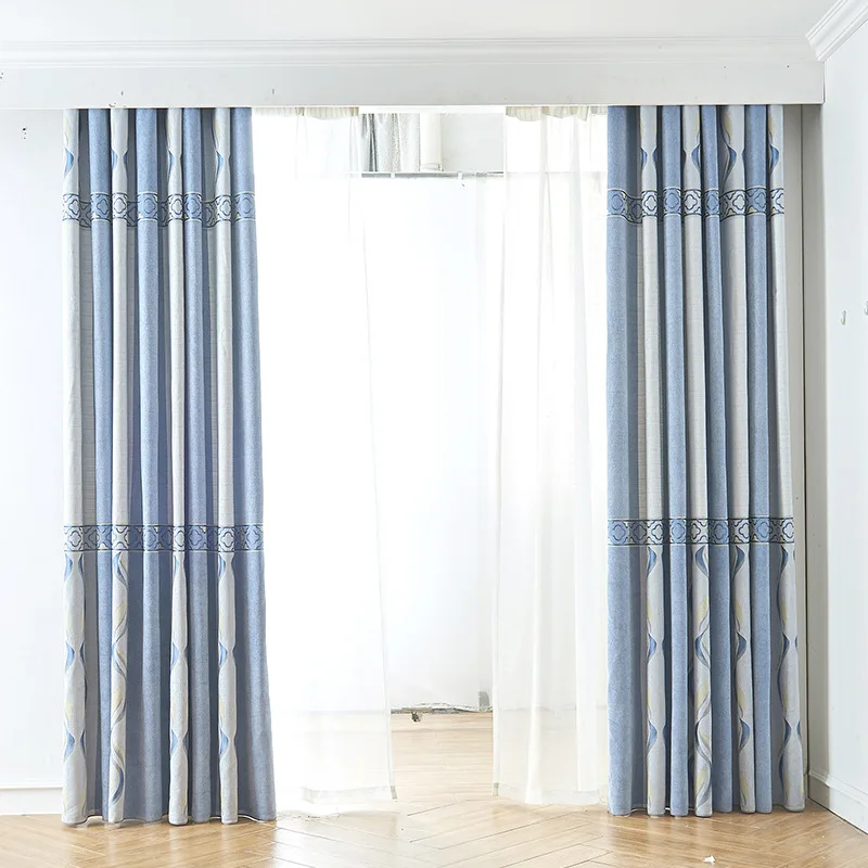 

Simple Chenille Jacquard Shade Curtains for Living Dining Room Bedroom.
