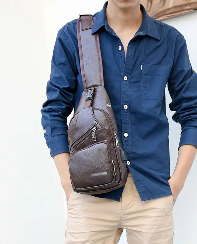 Мужские сумки через плечо usb зарядка Грудь пакет Спортивная Наплечная Сумка модная кожаная сумка мужская сумка