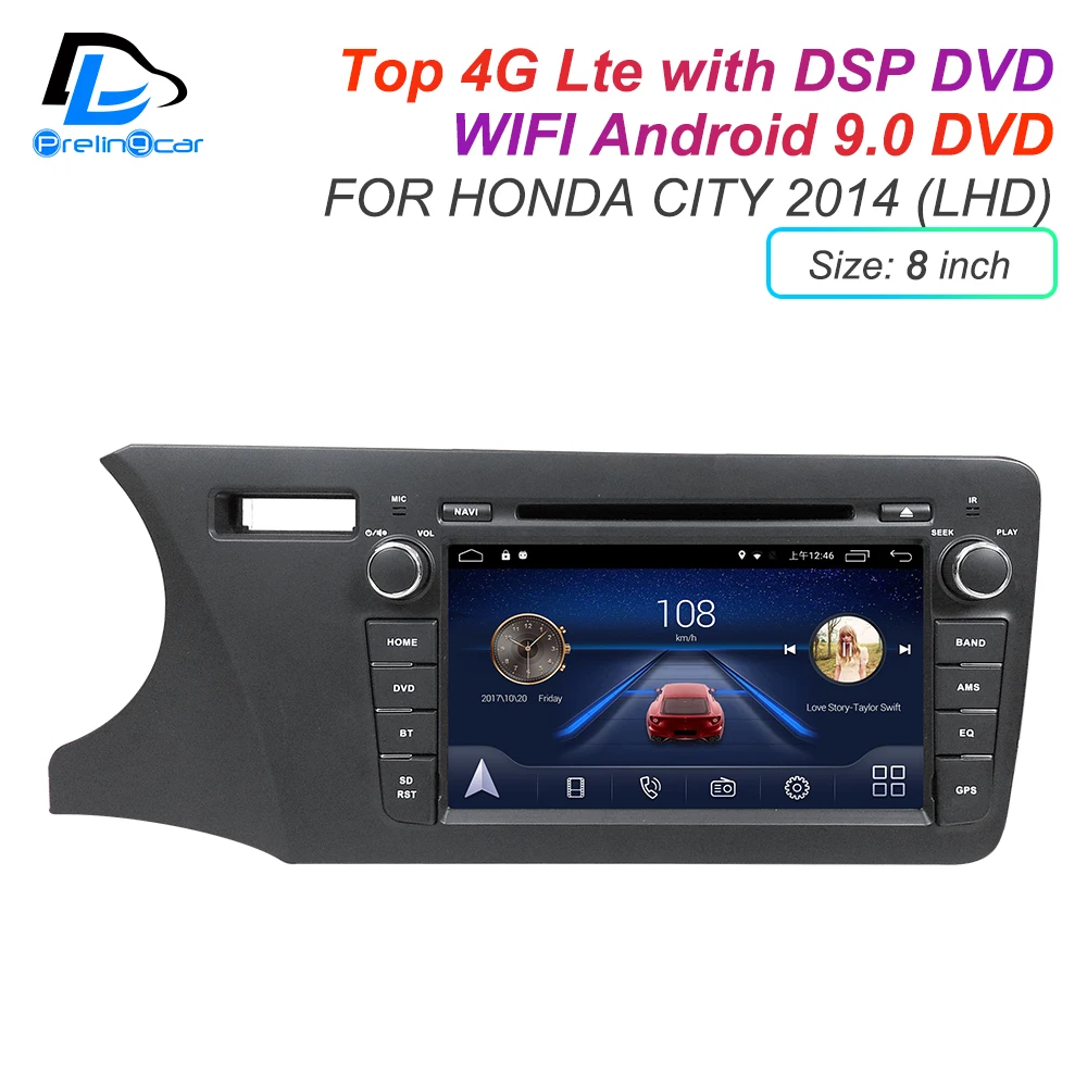 Cheap IPS touch screen DSP sound Android 9.0 2 DIN 4g Lte radio For HONDA city 2008 2014 2015  years GPS DVD playe  stereo navigation 2
