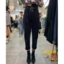 Zpqowv женские хлопковые джинсы с высокой талией, джинсы для мам от Harlan, весна, новинка, большие размеры, черные женские джинсы, джинсовые штаны, темно-синие