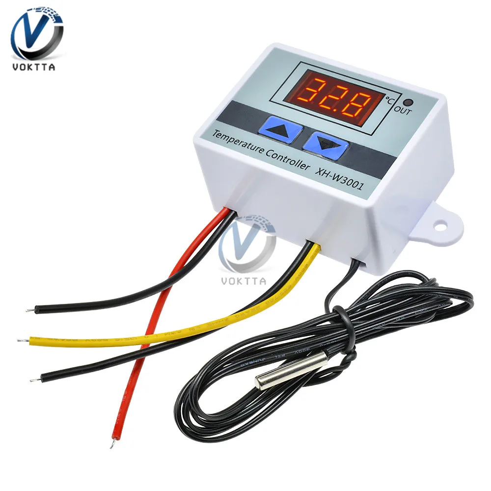 

W3001 Temperature Controller Digital LED AC 110-220V Isolated Thermometer Thermo Controller Switch Probe for Incubator