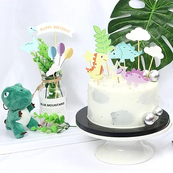

Jurassic dinosaur cupcake toppers children's birthday cake topper Cartoon animal Paperboard Children's Day Birthday Party