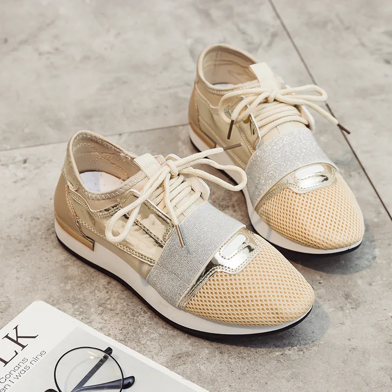 gold sneakers Fujin/женские кроссовки; Новинка года; сезон весна; модная обувь из искусственной кожи на платформе; женские кроссовки; Chaussure Femme; женская повседневная обувь - Цвет: gold sneakers