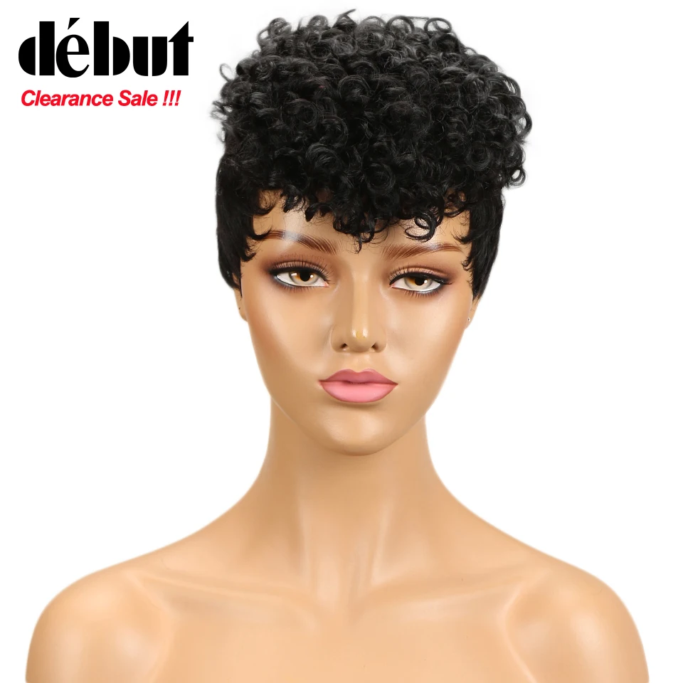 

Debut Wigs For Black Women Short Human Hair Wigs Ombre Curly Human Hair Wig Remy Jerry Curl Human Wigs Free Shipping