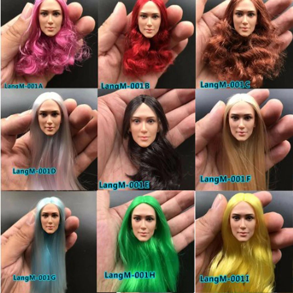 LangM 001 голливудский фильм star beauty Girl head 1/6 голова светлые волосы Лепка красные кудри