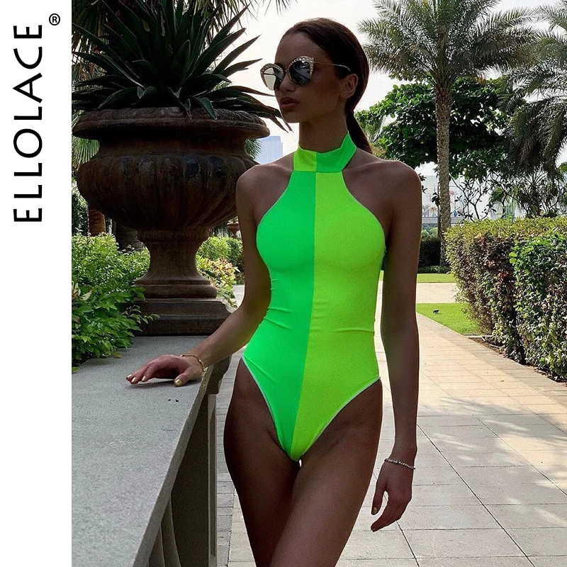 green halter swimsuit