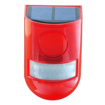 

New Solar Infrared Motion Sensor Alarm With 110Db Siren Strobe Light For Home Garden Carage Shed Carvan Security Alarm System-Re