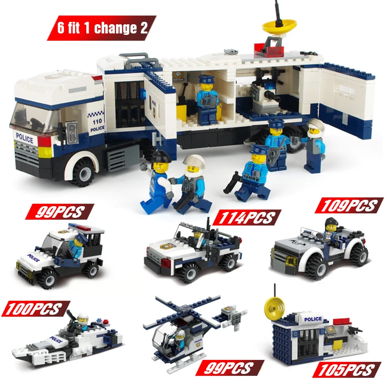 

2020 New Building Blocks Compatible Legoing City Police Mobile Command Center Model Bricks Toys for Childrens Gift