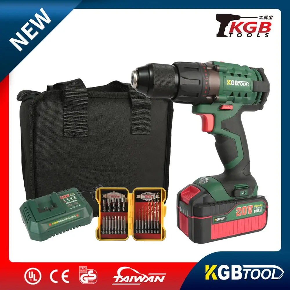 

KGB TOOL- 20V High torque 4 pole motor Electric Screwdriver Cordless Drill Impact Drill Power Driver DC Lithium-Ion Battery