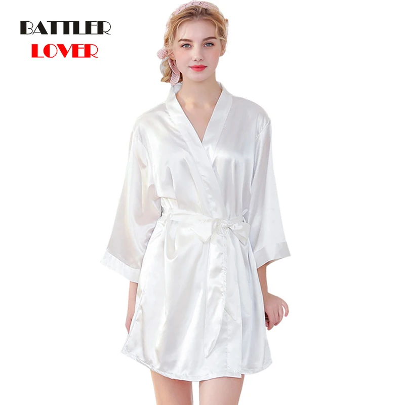 2020 New Silk Kimono Robe Bathrobe Women Silk Bridesmaid Robes Sexy Bride Robes Satin Robe Ladies Queen Dressing Gowns Summer