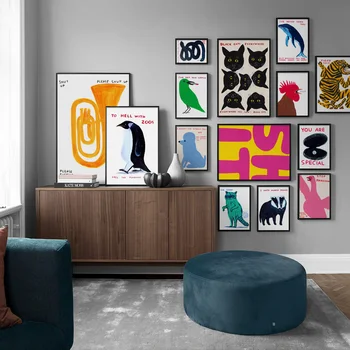 David Shrigley Penguin Tiger Whale Shell Cat Wall Art Prints Canvas Painting Nordic Poster Wall Pictures For Living Room Decor 1