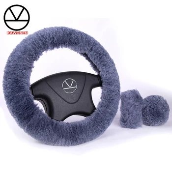 

KAWOSEN 1 Set 3 Pcs Winter Warm Wool Steering Wheel Cover Handbrake Cover Gear Shift Cover 38cm diameter Cute Wool Cover WSWS02