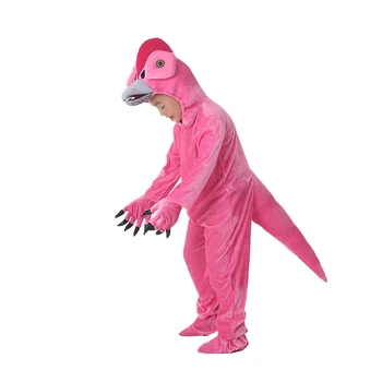 

Adult Kids Pink Dino T-REX Dinosaurs Costumes Halloween Cosplay Party Animal Cartoon Dragon Dress Up Jumpsuit Outfit Costume