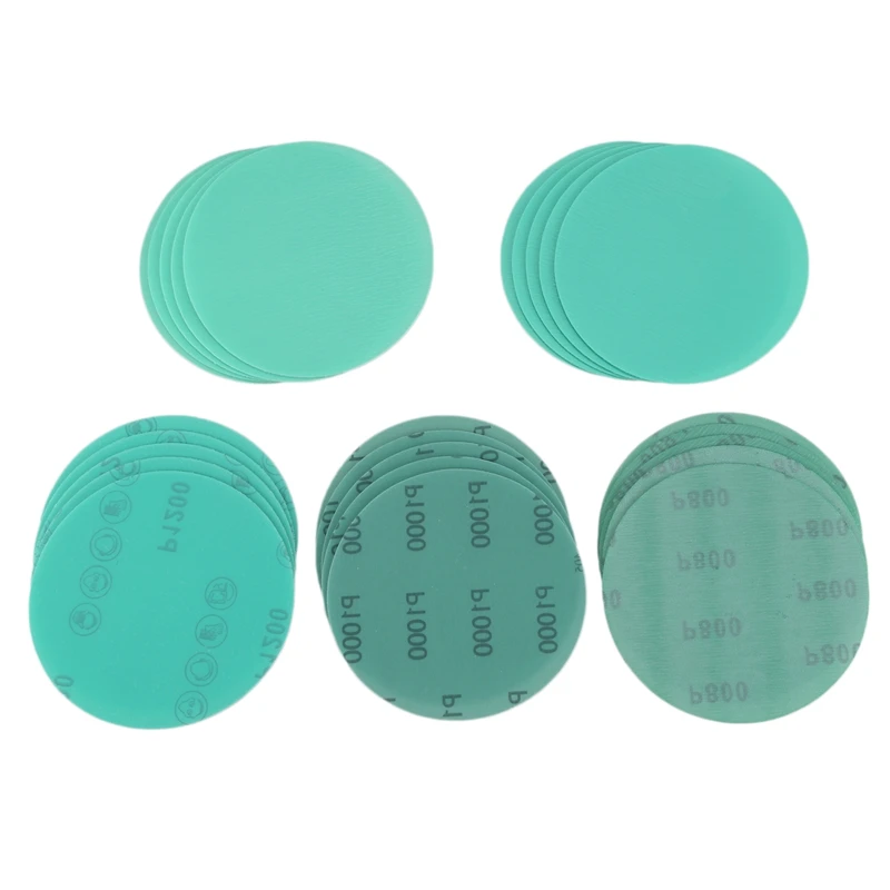 

25Pcs Wet and Dry Disc Sandpaper Set Including 5 Green Leather Sandpaper Discs of Specifications 800,1000,1200,1500,2000
