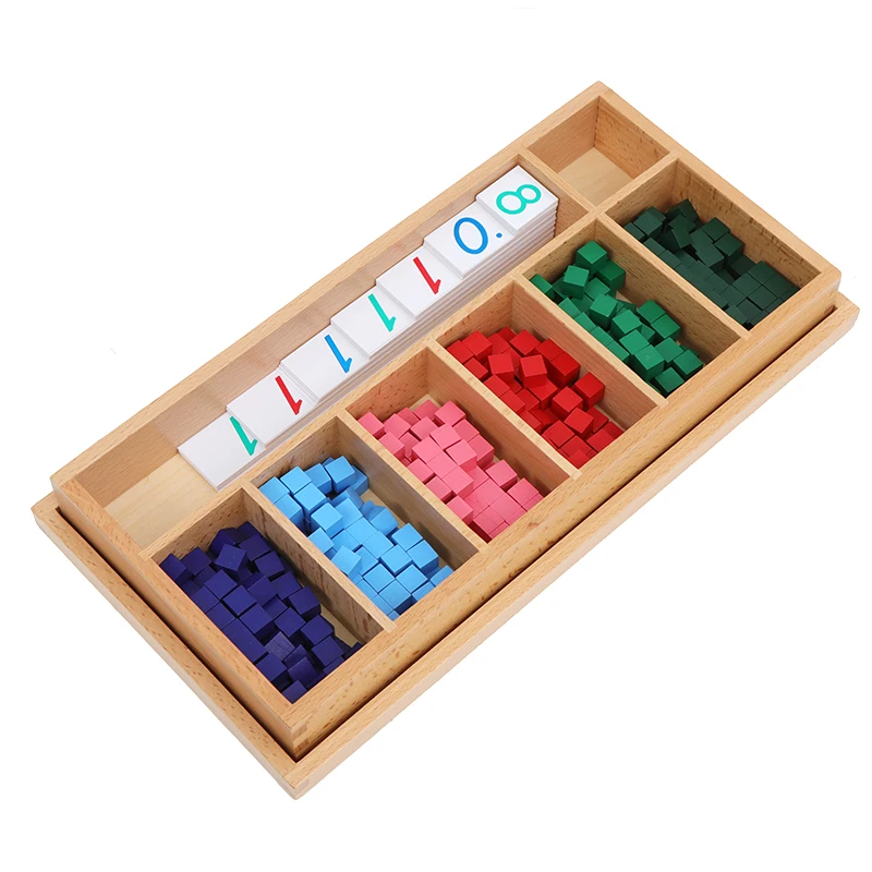 Montessori Decimal Fraction Exercise Wood Cubes/ Board Kids Learning Resource Mathematics Educational Equipment for Primary
