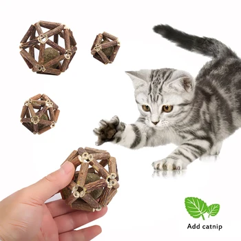 

1PC Cat Mint Ball Toy Pet Kitten Toy Wooden Hollow Ball Catnip Ball Teeth Toy Health For Household Pet Mint Toy Ball
