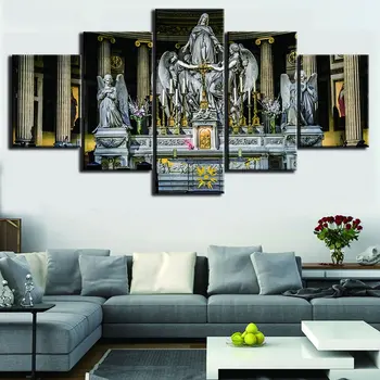 

Hd Printed Modern Painting On Canvas 5 Panels Jesus Christian Church Wall Art Pictures Home Decoration Posters Unframed