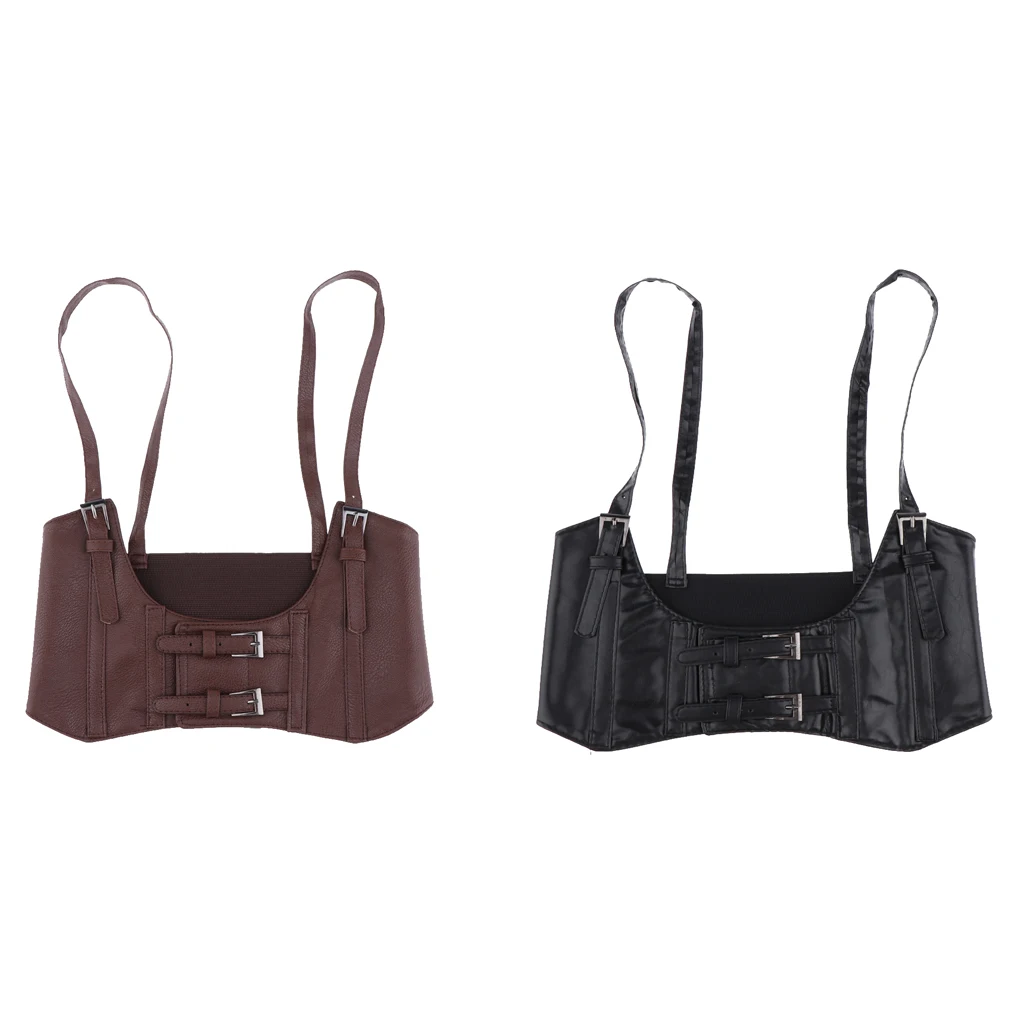 Fashion women night clue costume pu Leather punk Sexy Underbust Waist Belt Corset Brown bra