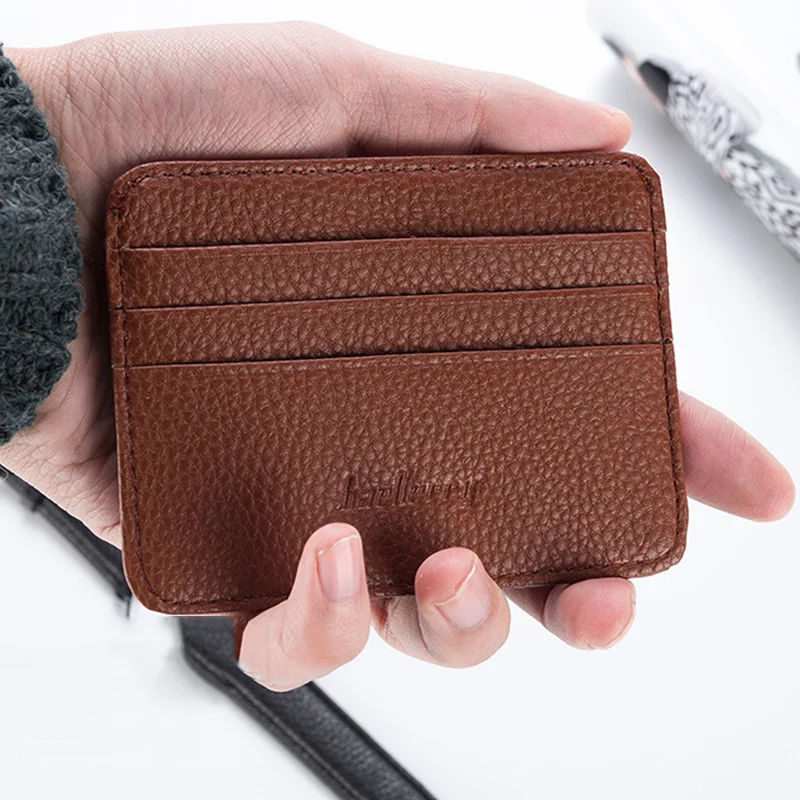 Cartera minimalista delgada para mujer, tarjetero de cuero PU duradero, monedero corto 11x cm