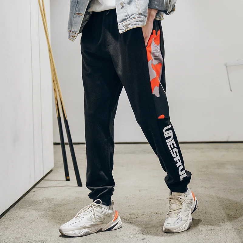 Ins fashion pants men autumn loose printed sweatpants elastic waist Korean casual hip hop camouflage trousers homme pants