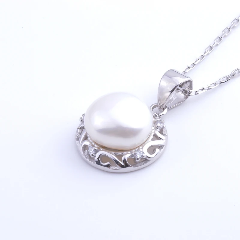Pekurr 925 Sterling Silver Natural Pearl Necklaces For Women Elegant Hollow Flower Pattern Edge Pandents Fine Jewelry Gift