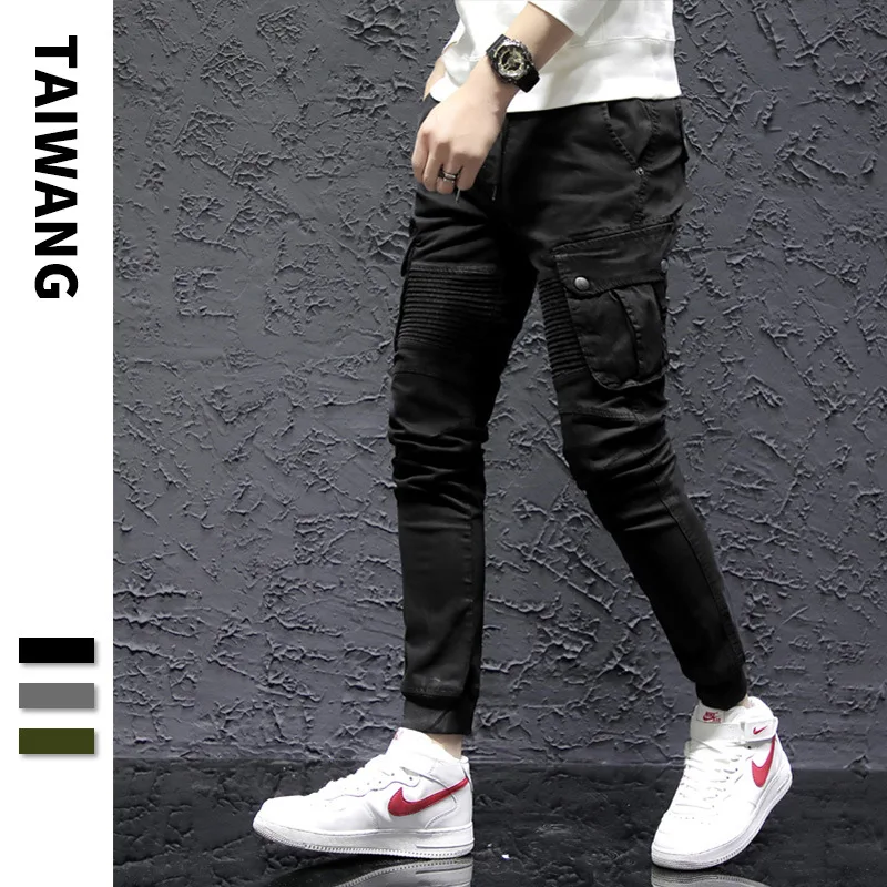 

2019 Spring New Style Handsome Harem Pants Europe And America Hip Hop MEN'S Overalls Popular Brand Youth Bags Loose-Fit Trousers