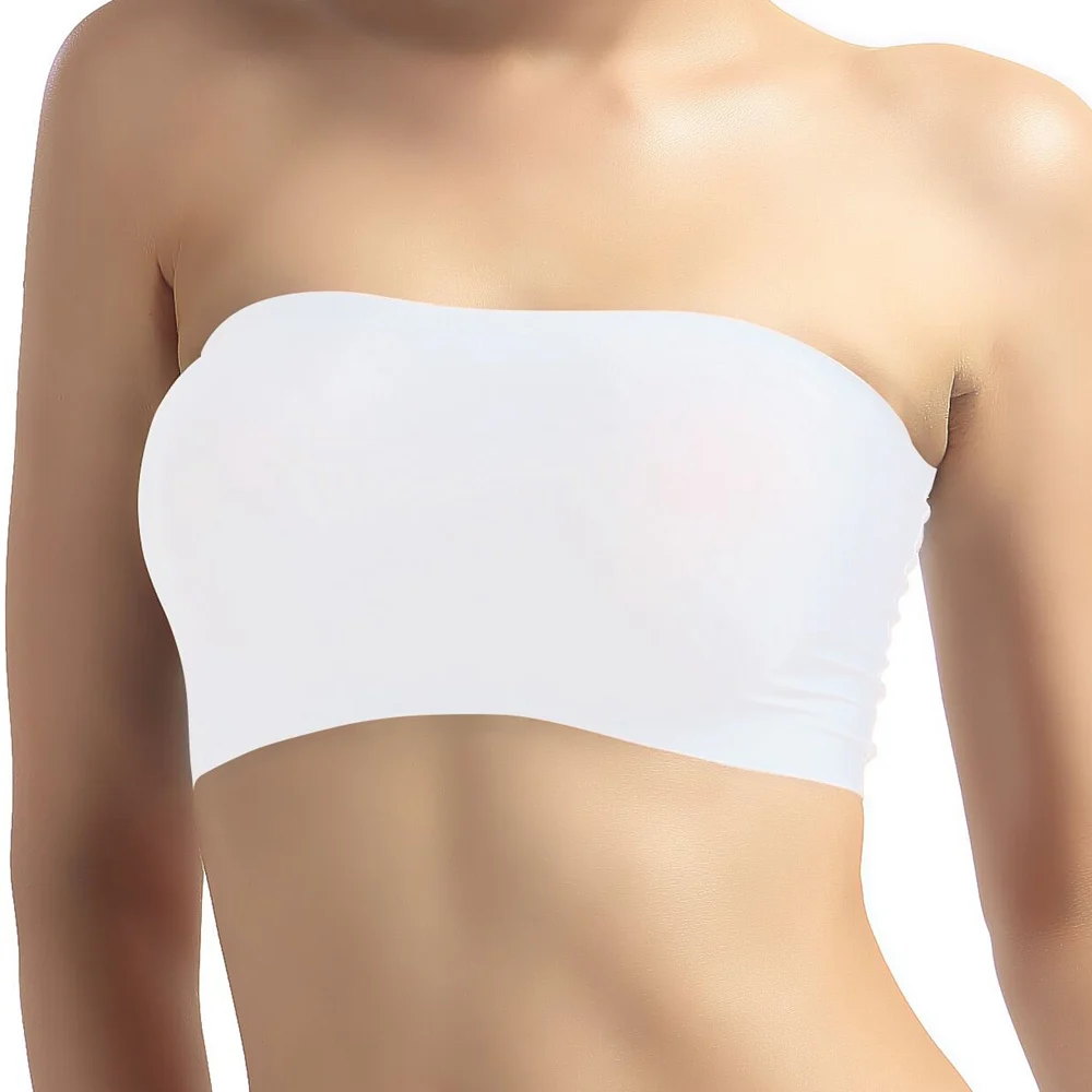 Women Lingerie Bra Ice Silk Women Strapless Underwear Seamless Wrapped Bandeau Bra Tube Tops Solid Stomacher Wrapped Chest Bottom Underwear