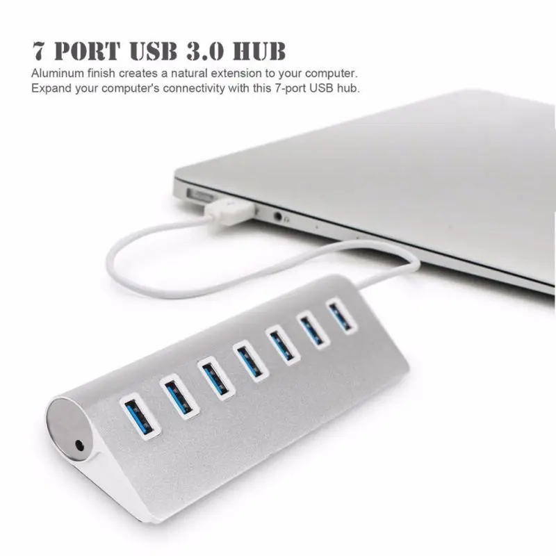 Горячий USB 3,0 концентратор 7 портов USB 3,0 концентратор 5 Гбит/с быстрая зарядка Алюминиевый адаптер для MacBook, ПК, ноутбук