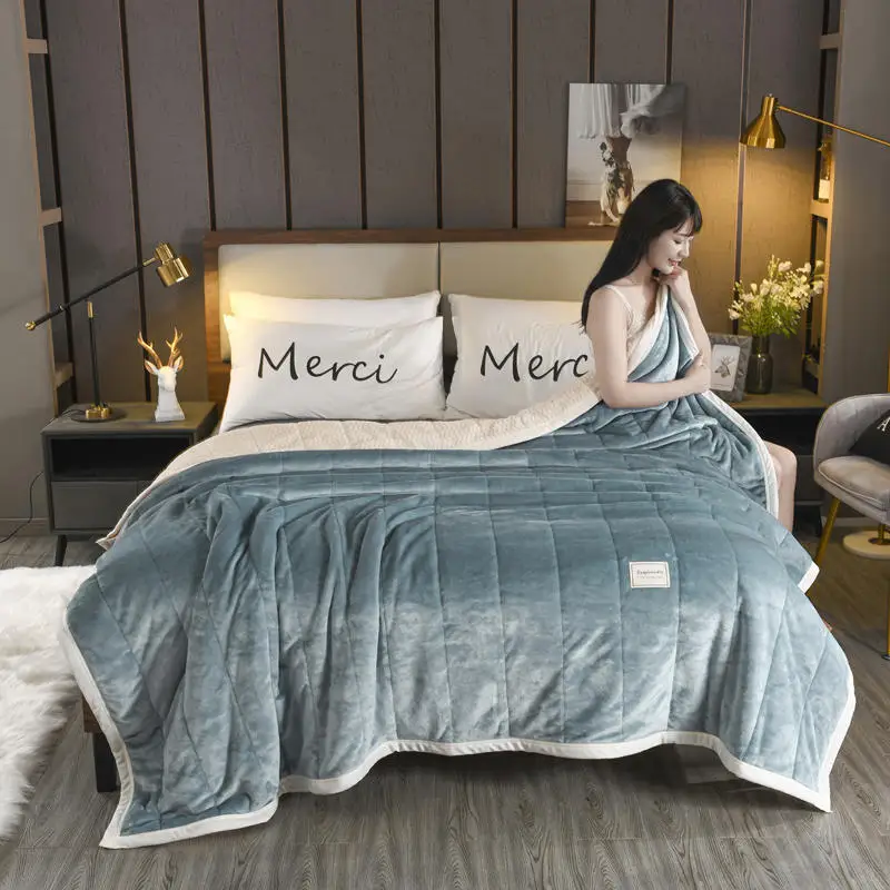 

Three layers Fleece blankets and throws Adult Thick Warm winter Blankets queen Flannel Blankets On Bed Christmas gifts