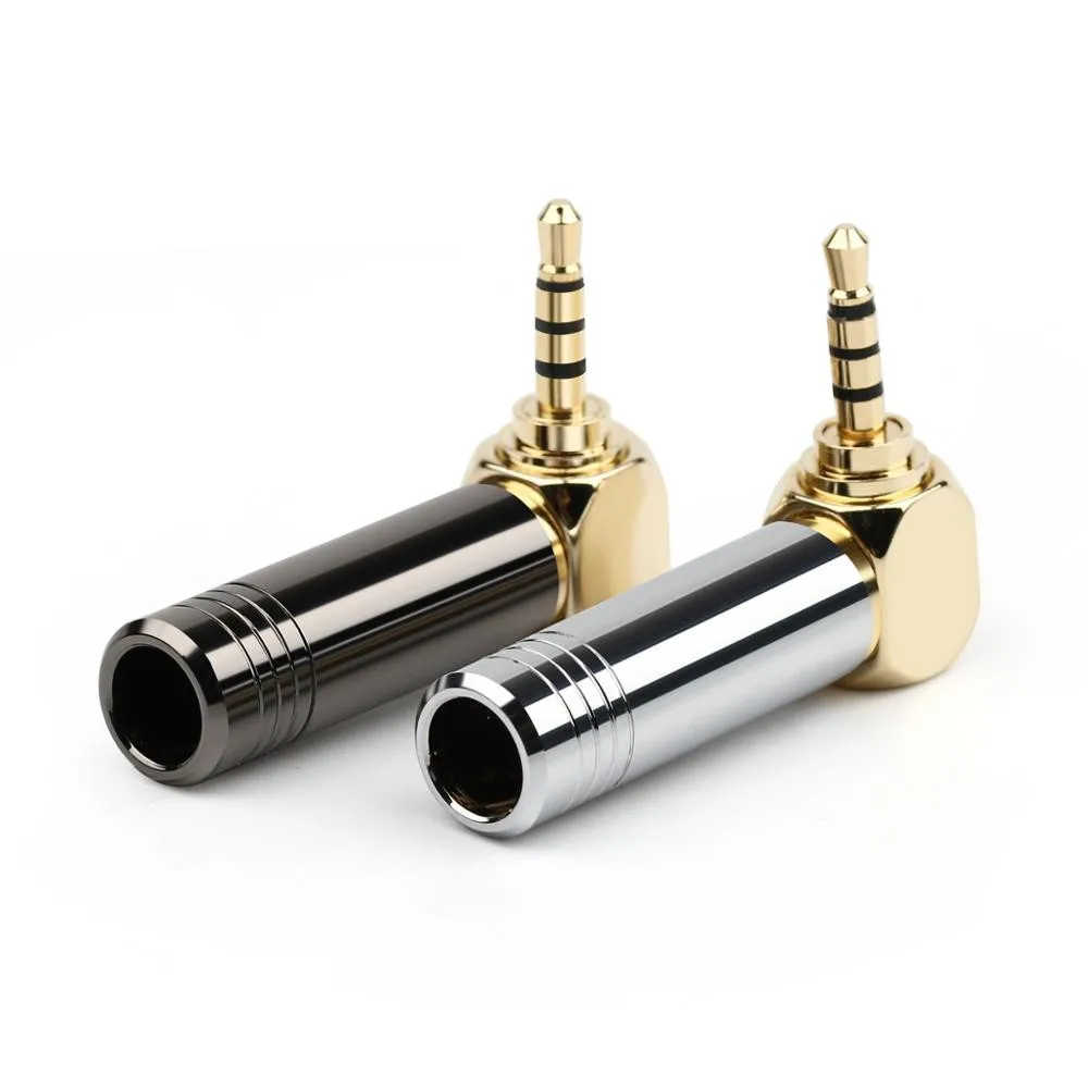 5pcs 2 5mm Jack 90 Degree Right Angle Bend Plug Copper Gold Balance Plug Hifi Headphone Jack Adapter 2 5 Audio Cable Connector