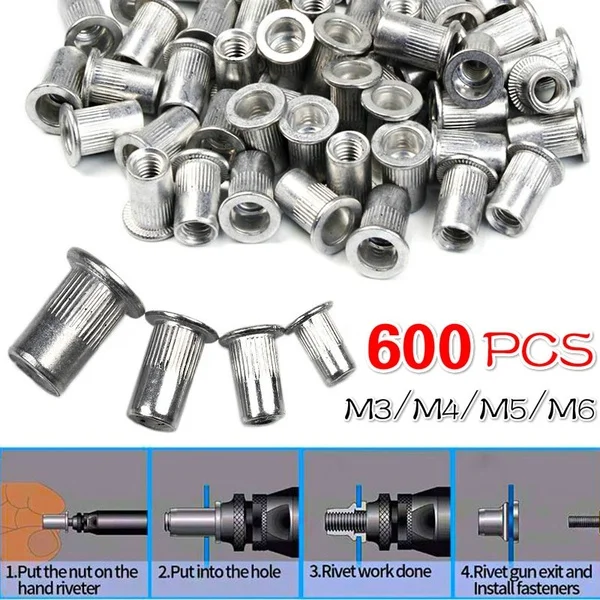 86 piezas de tuercas remachadoras ciegas pesadas Kit de herramientas de  mano remachadora llave roscada tuerca remachadora con M3 M4 M5 M6 M8 para