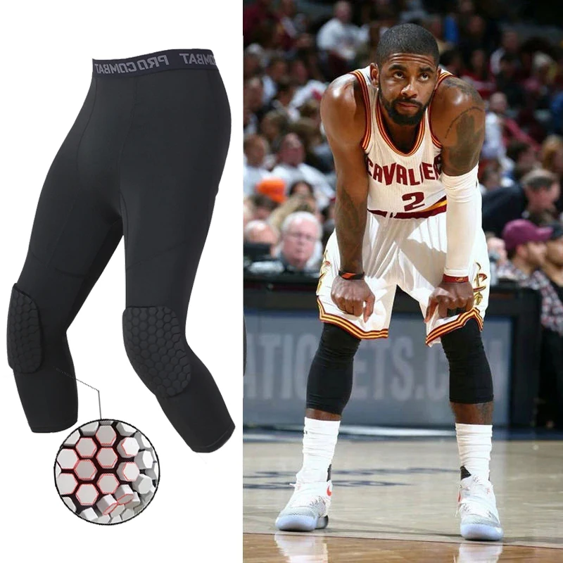 Basketball Compression Tight Pants with Knee Pads Quick Dry Sports