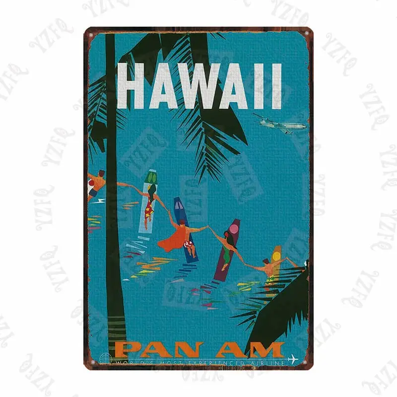 Tiki Time Luau Металлический Знак Pin Up девушка танец хула настенный плакат Бар Искусство домашний винтажный Декор Путешествия Сувенир Куадрос DU-5367A - Цвет: DU-5380